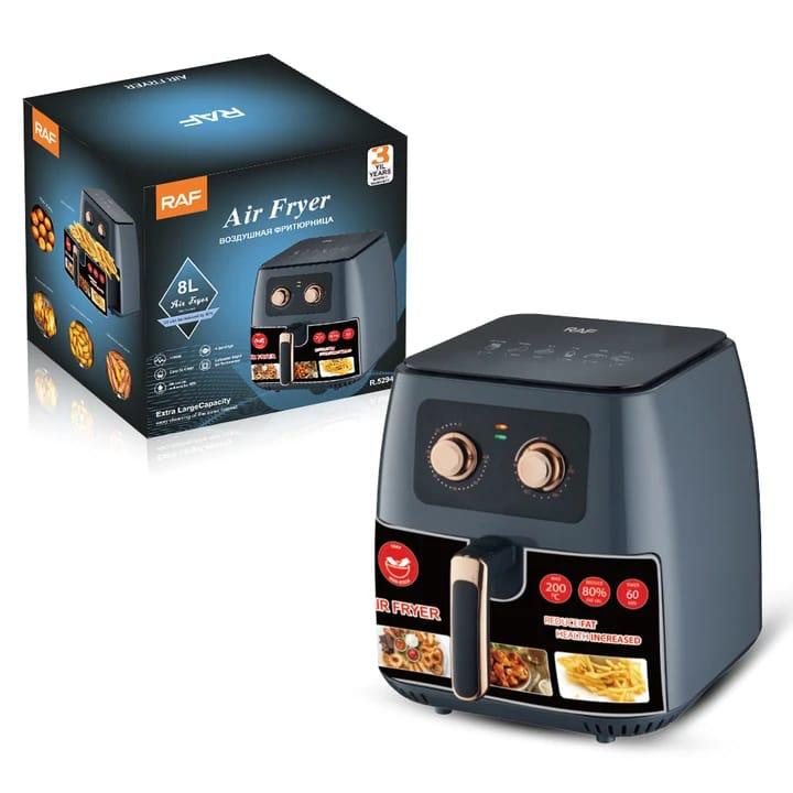 Friteuză Aer Raf-5294 cu Coș Detașabil 8lt Negru 1700w + CADOU CARTE DE RETETE