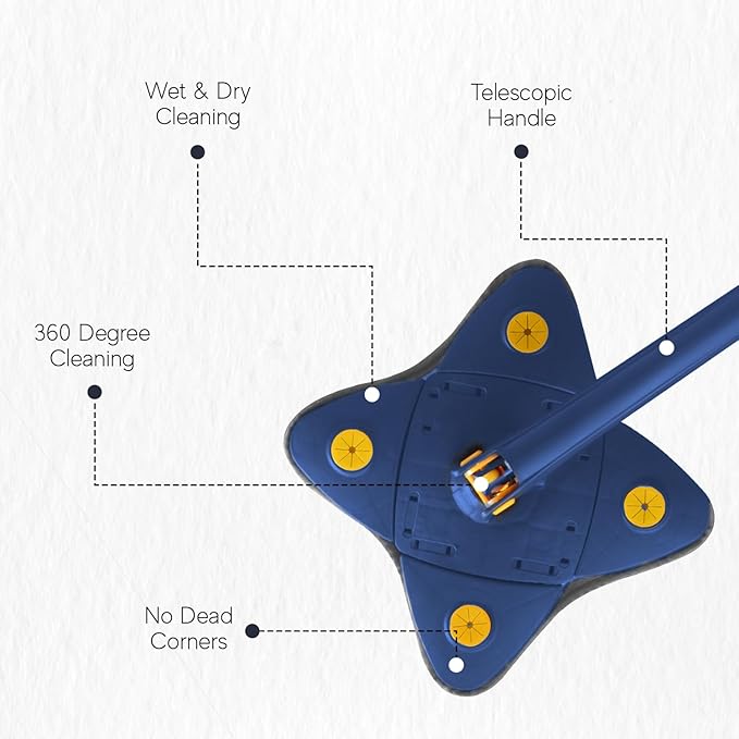 Mop cu cap triunghiular, reglabil, rotire 360 grade cu 3 lavete incluse