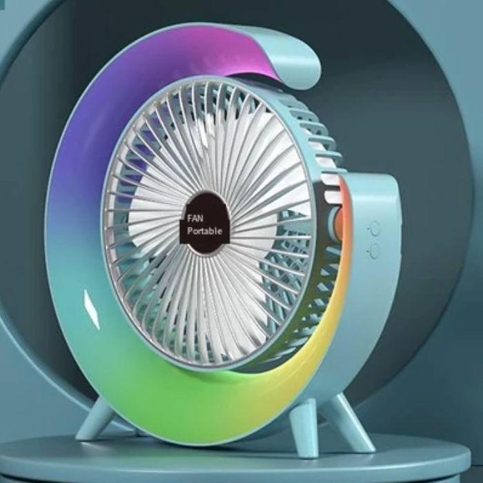 Mini ventilator de birou rotund cu LED RGB