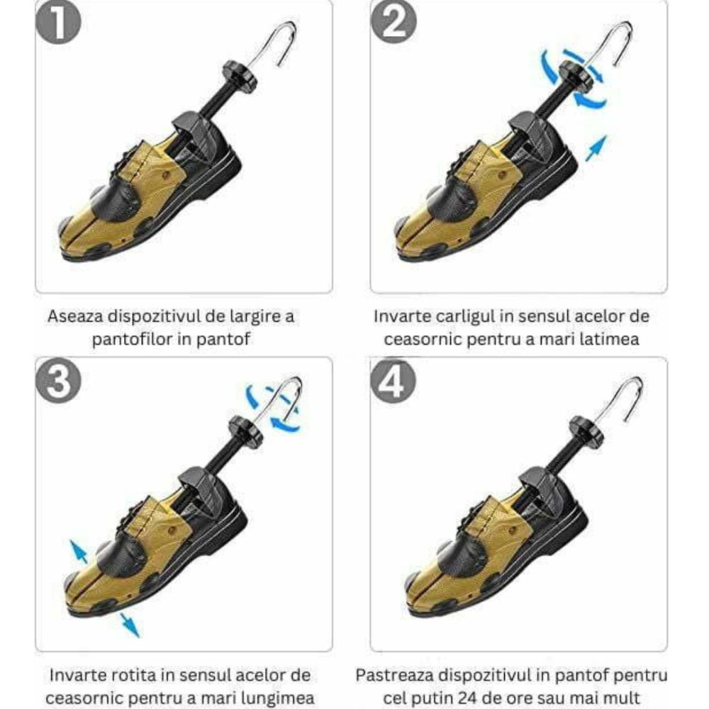 Set 2 x Dispozitiv pentru largit si alungit pantofii, din plastic dur, galben