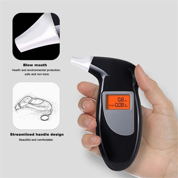 Tester de alcool pentru respiratie, Sunmostar, PVC, Portabil, Ecran LCD, Negru