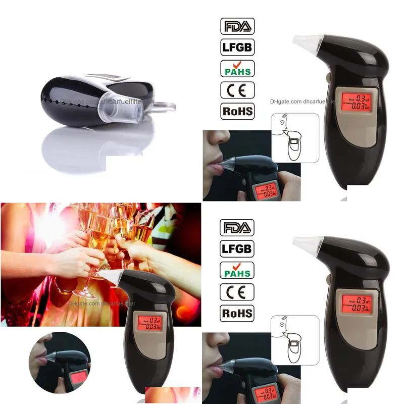 Tester de alcool pentru respiratie, Sunmostar, PVC, Portabil, Ecran LCD, Negru
