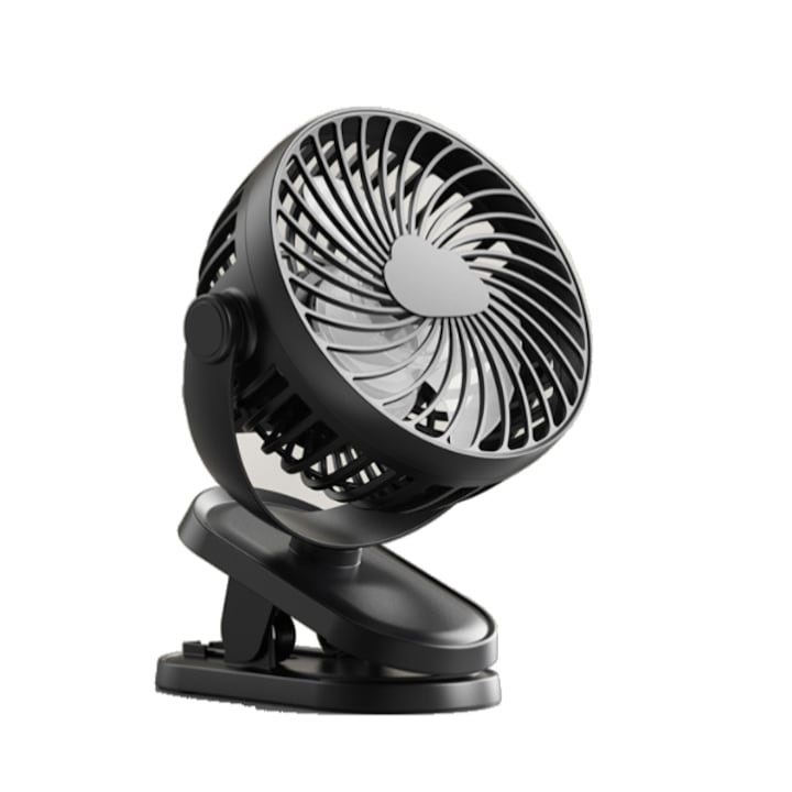 Mini ventilator, 3 viteze, Reglabil la 360 °, 10000 mAh, Negru