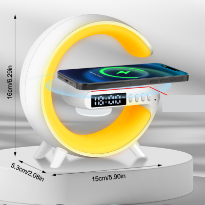 Statie incarcare wireless 3 in 1 cu lampa RGB si boxa bluetooth, control aplicatie